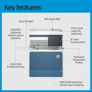 HP Color LaserJet Enterprise MFP 6800dn Multifunction Printer, Up To 55 Ppm, Auto Duplex Printing, 8-inch Color Touchscreen (Official Warranty) - Image 2